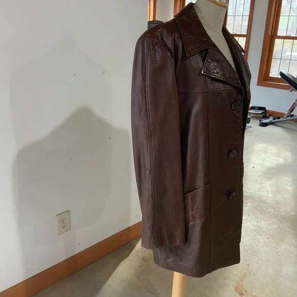 Brown leather jacket - Picture 4 of 5